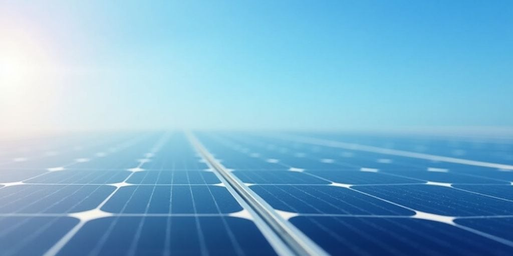 Photographic image of a solar panel under sunlight.