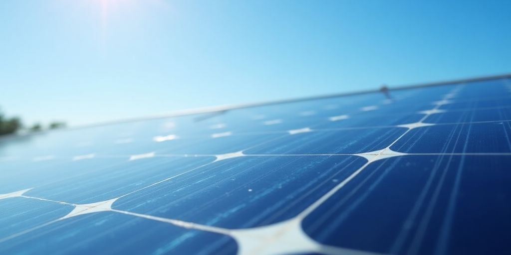 Close-up of anti-reflective coated solar panels.